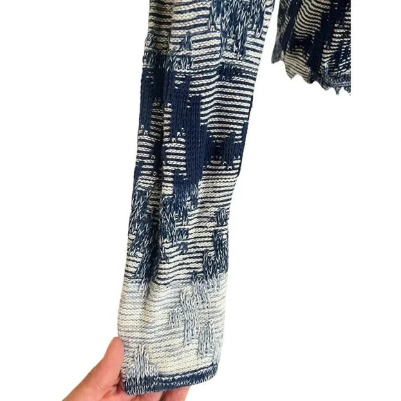 American Eagle Outfitters Boho Southwest Tribal Fringe Blanket Cardigan Blue Med - Picture 6 of 12